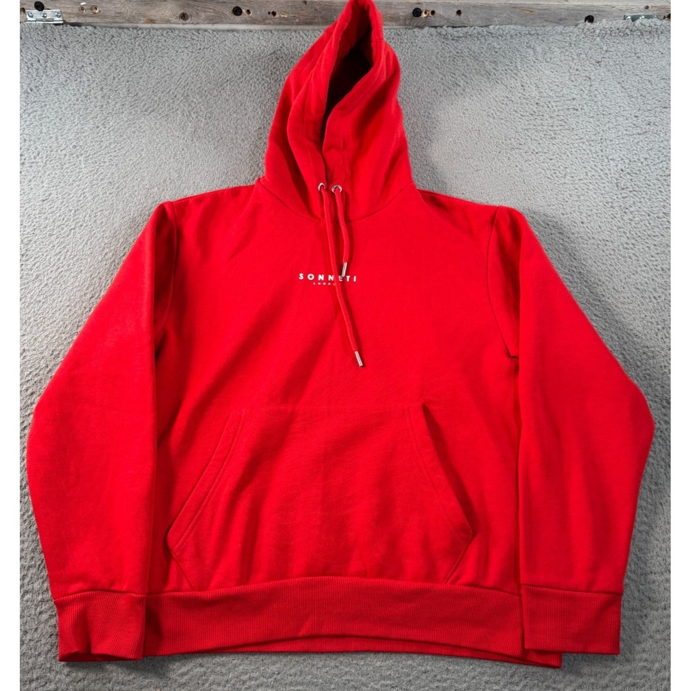 Sonneti Hoodie‎ Men's XS Red Sweatshirt Ribbed Spell-Out Logo Athletic Running